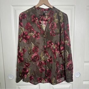 Kut from the Kloth Pink and Brown Long Sleeve Blouse